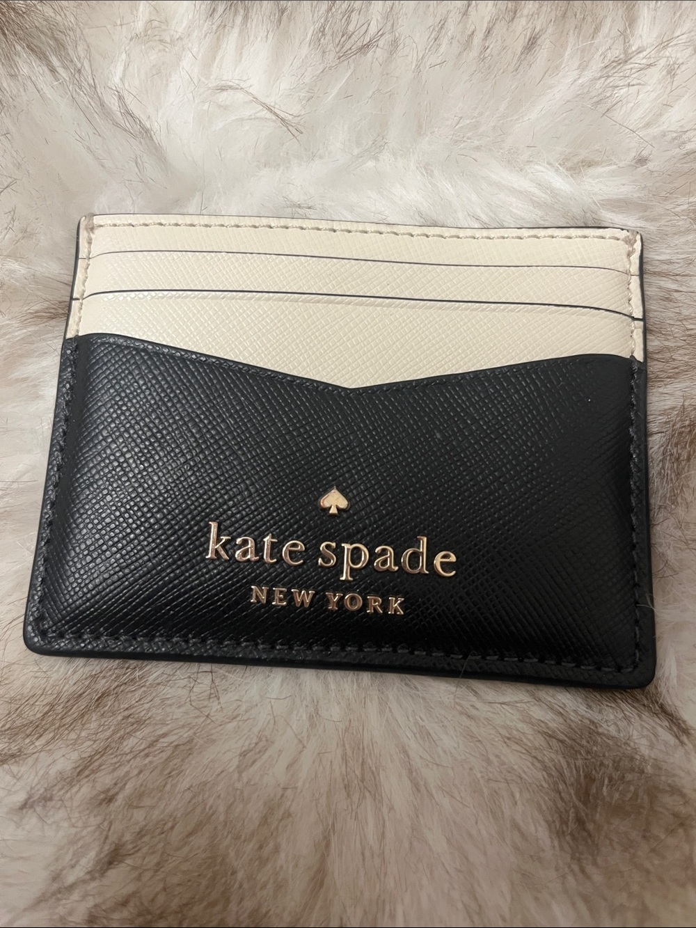 kate spade Two-Tone Black & Cream Leather Card Holder